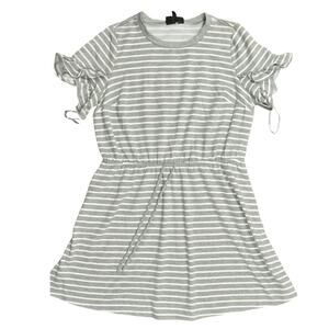 Lane Bryant Gray Fit & Flare Dress Plus Size 18/20 Striped Short Sleeve Flared
